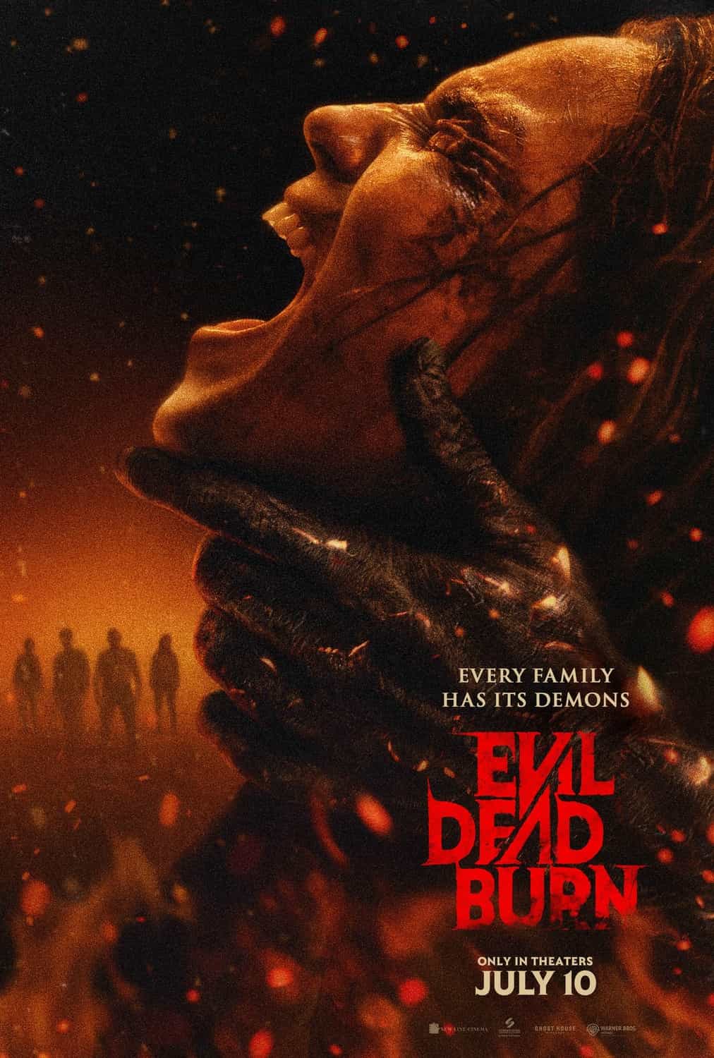 New poster and trailer has been released for Evil Dead Burn which stars Luciane Buchanan and Hunter Doohan - movie UK release date 10th July 2026