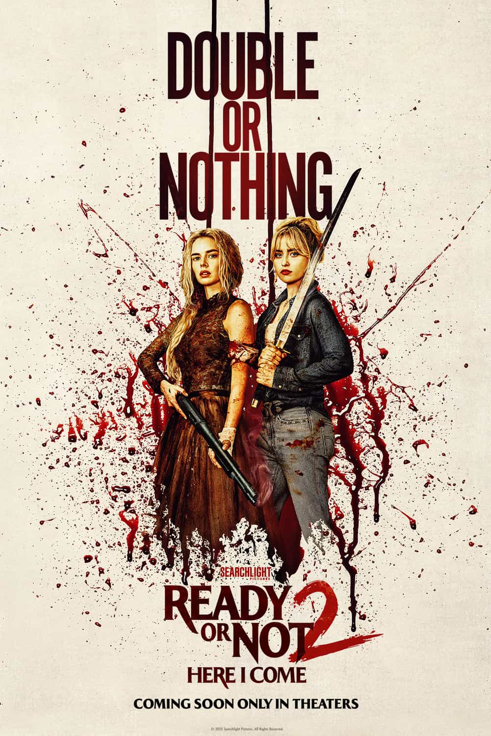 New poster has been released for Ready Or Not 2: Here I Come which stars Shawn Hatosy and Samara Weaving - movie UK release date 10th April 2026